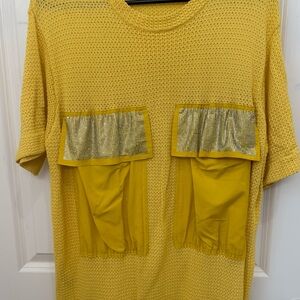 Yellow Mesh Top with Silver Accents